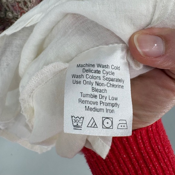 Denim 24/7 Maxi Dress 28W Pink Brown Paisley Peacock Ruffle V-Neck Sleeveless - Picture 7 of 10